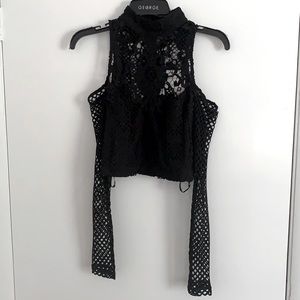 Black, lace crop top. Never worn